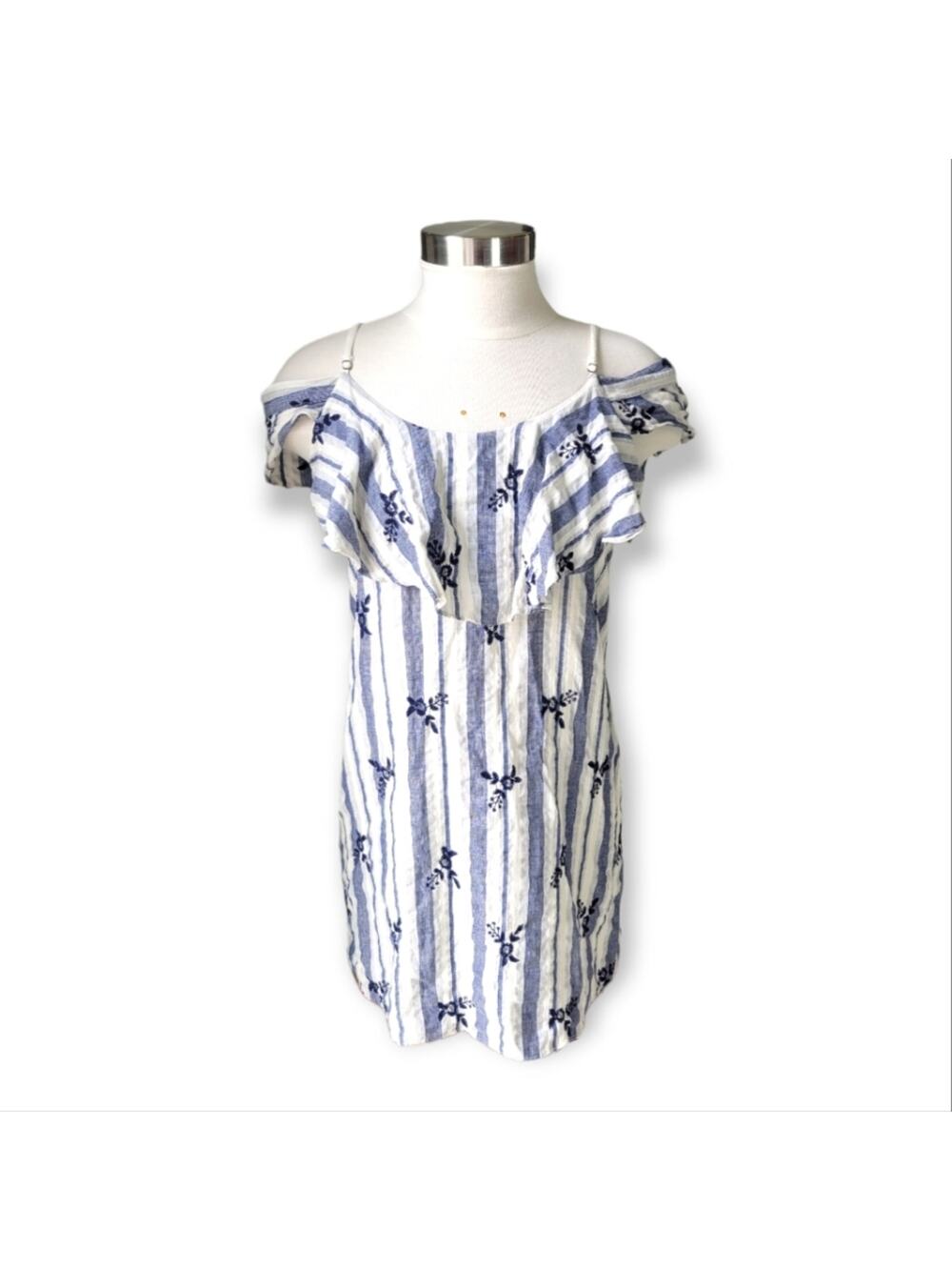 Misa Nicolette Off Shoulder Stripe Mini Dress medium
